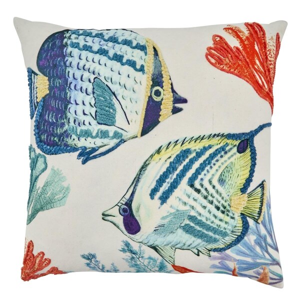 Rlm Distribution SARO  20 in. Square Throw Pillow Cover with Tropical Fish Design - HO2658182