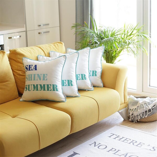 Escenografia 18 in. Sea Shine Summer Throw Pillow Cover, Multicolor -, 4PK - ES1835096