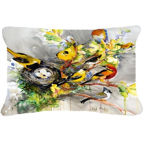 Carolines Treasures Carolines Treasures JMK1024PW1216 Spring Birds Canvas Fabric Decorative Pillow - JMK1024PW1216