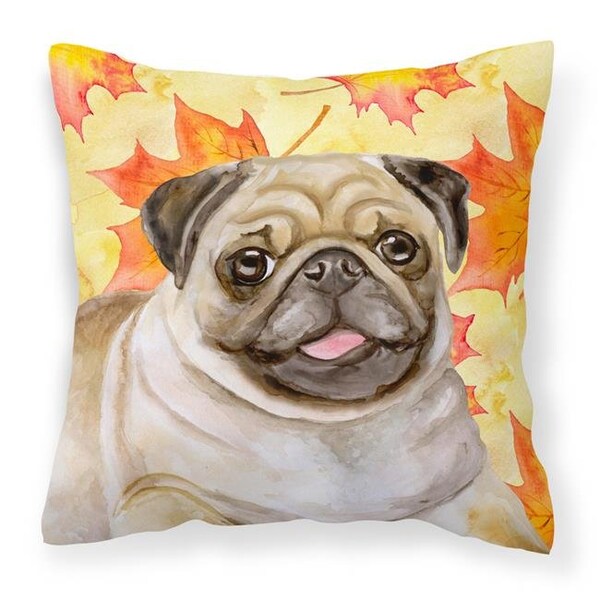 Carolines Treasures Carolines Treasures BB9979PW1818 Fawn Pug Fall Fabric Decorative Pillow - BB9979PW1818