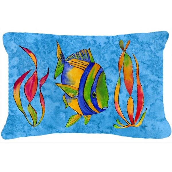 Carolines Treasures Carolines Treasures 8713PW1216 Troical Fish And Seaweed On Blue Canvas Fabric Decorative Pillow - 8713PW1216