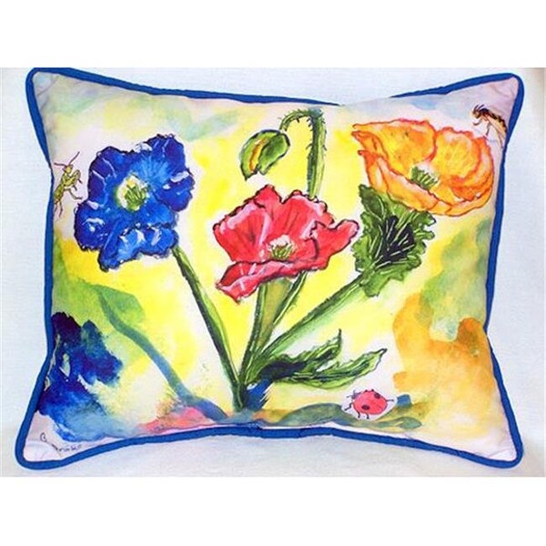 Betsy Drake Betsy Drake HJ513 Bugs & Poppies Large Indoor & Outdoor Pillow 16 x 20 - HJ513