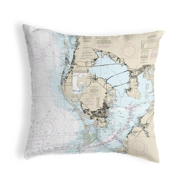 Betsy Drake Betsy Drake KS11412 12 x 12 in. Tampa Bay; FL Nautical Map Non-Corded Indoor & Outdoor Pillow - KS11412