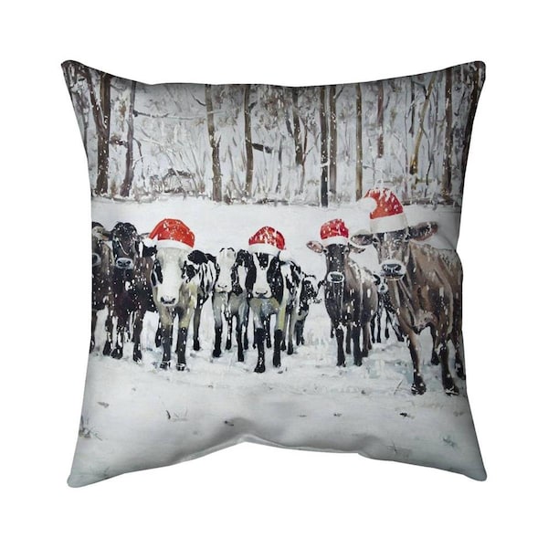 Begin Home Decor 20 x 20 in. Curious Christmas Cows-Double Sided Print Indoor Pillow - 5541-2020-HO24