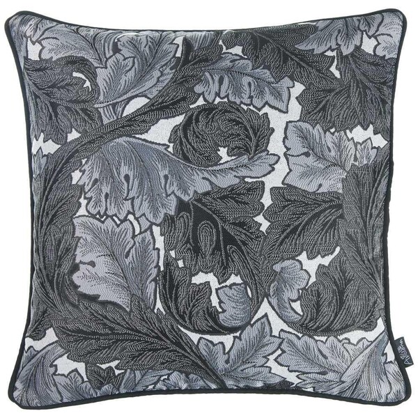 Homeroots Gray Jacquard Leaf Decorative Throw Pillow Cover 17 x 17 in. - 355483
