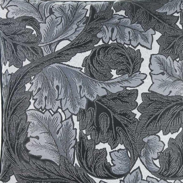 Homeroots Gray Jacquard Leaf Decorative Throw Pillow Cover 17 x 17 in. - 355483