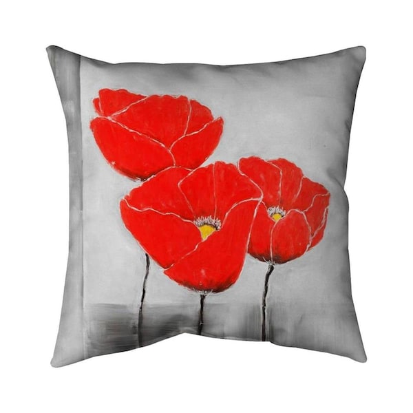 Fondo 26 x 26 in. Three Poppies-Double Sided Print Indoor Pillow - FO2797840