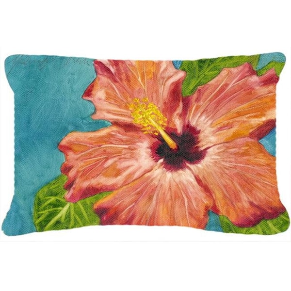 Jensendistributionservices Coral Hibiscus by Malenda Trick Fabric Decorative Pillow - MI11023