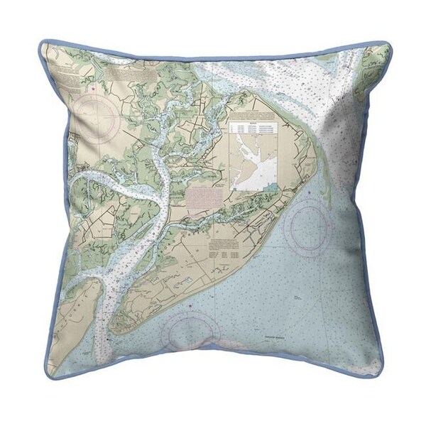 Betsy Drake Betsy Drake SN11516 12 x 12 in. Hilton Head; SC Nautical Map Small Corded Indoor & Outdoor Pillow - SN11516