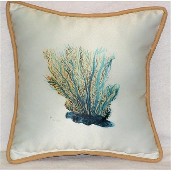Betsy Drake Betsy Drake SN703 Blue Coral Small Outdoor-Indoor Pillow 12"x12" - SN703