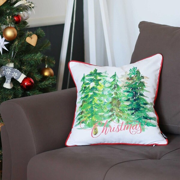 Gfancy Fixtures Multi Color Christmas Trees Printed Decorative Throw Pillow Cover - 18 x 18 in. - GF3657344
