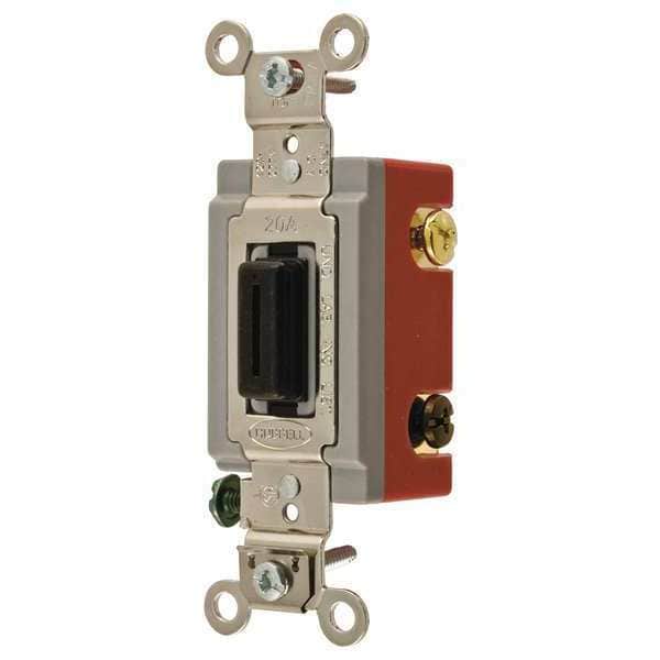 Hubbell Wall Switch, 3-Way, 120/277V, 20A, Brn, Toggl - HBL1223L