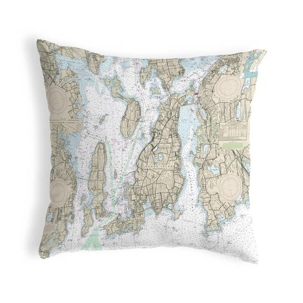 Betsy Drake Betsy Drake KS13221NP 11 x 14 in. Narragansett Bay; RI Nautical Map Non-Corded Indoor & Outdoor Pillow - KS13221NP