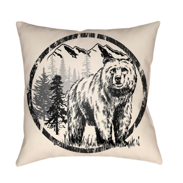 Artistic Weavers Lodge Cabin Bear Poly Filled Pillow - Black & Beige - 20 x 20 in. - LGCB2011-2020