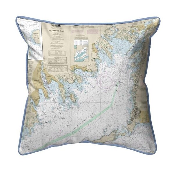 Betsy Drake Betsy Drake ZP13230BB 22 x 22 in. Buzzards Bay; MA Nautical Map Extra Large Zippered Indoor & Outdoor Pillow - ZP13230BB