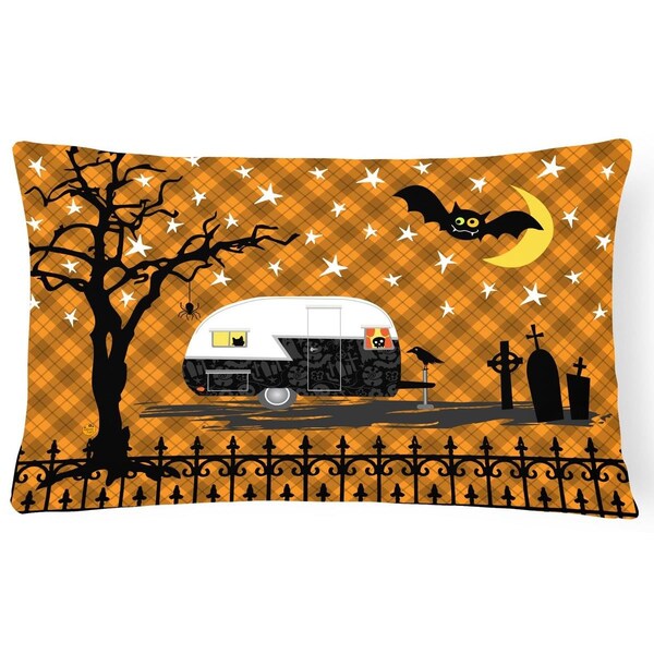 Jensendistributionservices Halloween Vintage Camper Canvas Fabric Decorative Pillow - MI2549987