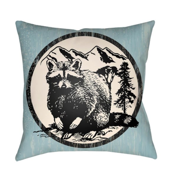 Artistic Weavers Lodge Cabin Raccoon Ridge Poly Filled Pillow - Sky Blue Black & Beige - 16 x 16 in. - LGCB2000-1616