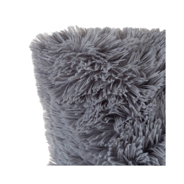 Hastings Home Hastings Home Gray Faux Fur Shag Pillows, Set of 2 - 675948ETB