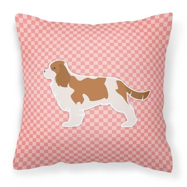 Carolines Treasures Carolines Treasures BB3649PW1818 Cavalier King Charles Spaniel Checkerboard Pink Fabric Decorative Pillow - BB3649PW1818