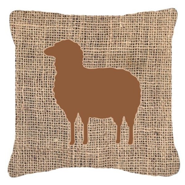 Carolines Treasures Carolines Treasures BB1126-BL-BN-PW1414 Sheep Burlap & Brown Decorative Fabric Pillow - BB1126-BL-BN-PW1414