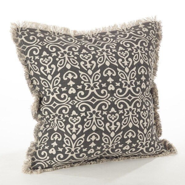 Rlm Distribution SARO  20 in. Square Naxos Geometric Design Down Filled Cotton Throw Pillow  Slate - HO2657531