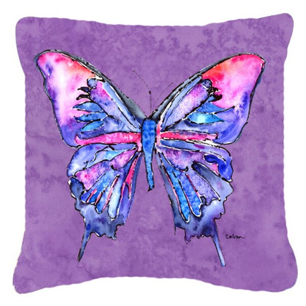 Carolines Treasures 18 x 18 in. Butterfly On Purple Indoor & Outdoor Fabric Decorative Pillow - CA63172