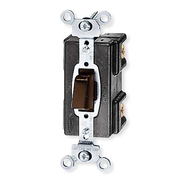 Hubbell Wall Swtch, 1-Pole, 120/277V, 20A, Brn, Press - HBL1281