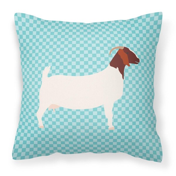 Jensendistributionservices Boer Goat Blue Check Fabric Decorative Pillow, 14 x 14 in. - MI2550789