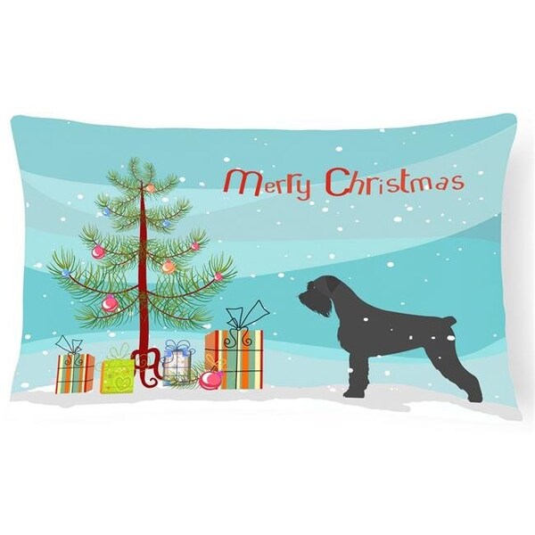 Carolines Treasures Carolines Treasures BB2991PW1216 Giant Schnauzer Merry Christmas Tree Canvas Fabric Decorative Pillow - BB2991PW1216