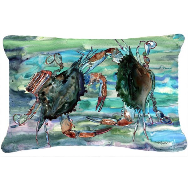 Jensendistributionservices Watery Teal And Purple Crabs Canvas Fabric Decorative Pillow - MI2556279