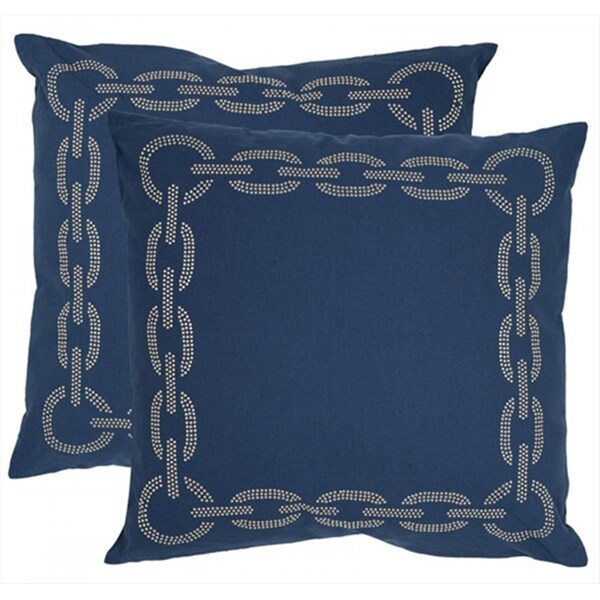 Safavieh Sibine 18-Inch Navy And Blue Decorative Pillows- 2PK - PIL156B-1818-SET2