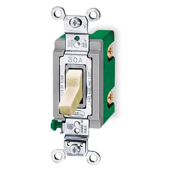 Hubbell Wall Swtch, 1-Pol, 120/277V, 30A, Ivry, Toggl - HBL3031I