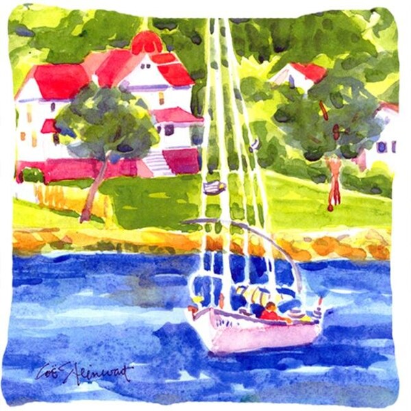 Carolines Treasures Carolines Treasures 6129PW1414 14 x 14 in. Sailboat on the Lake Decorative Fabric Pillow - 6129PW1414