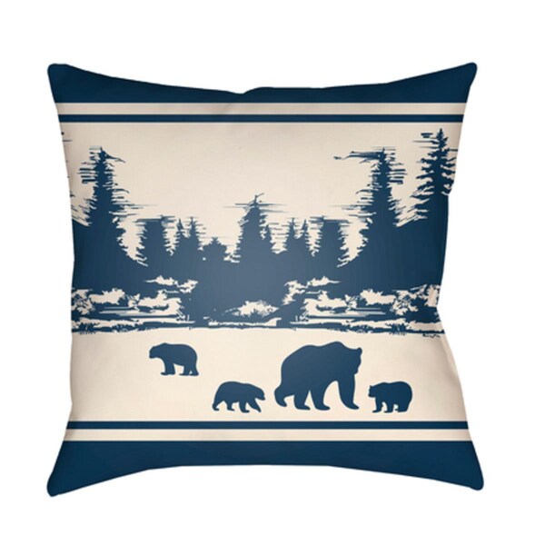 Artistic Weavers Lodge Cabin Woodland Poly Filled Pillow - Navy & Beige - 22 x 22 in. - LGCB2056-2222