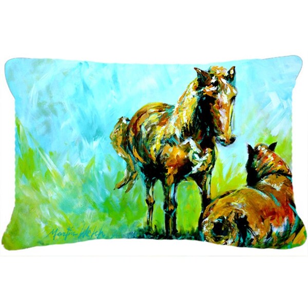 Jensendistributionservices 12 x 16 In. Horse Grazin Indoor & Outdoor Fabric Decorative Pillow - MI2554106