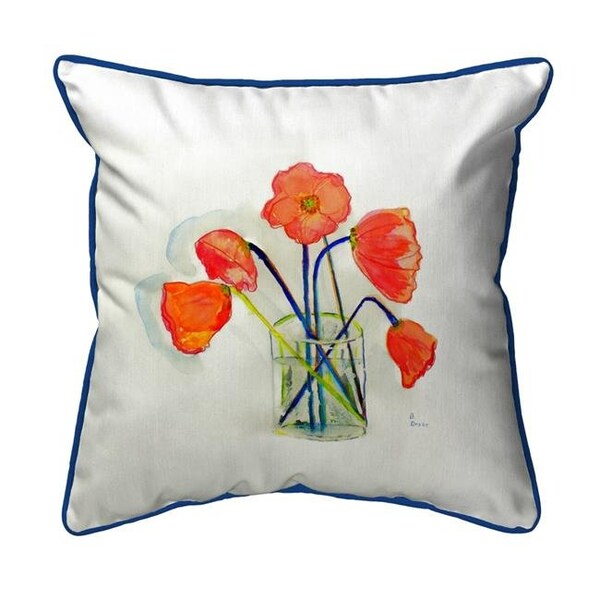 Betsy Drake Betsy Drake SN191 12 x 12 in. Poppies in Vase Small Indoor & Outdoor Pillow - SN191