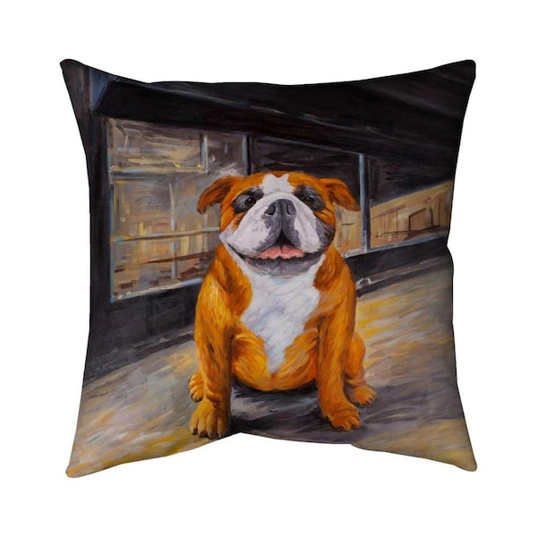 Begin Home Decor 20 x 20 in. Smiling Bulldog-Double Sided Print Indoor Pillow - 5541-2020-AN145