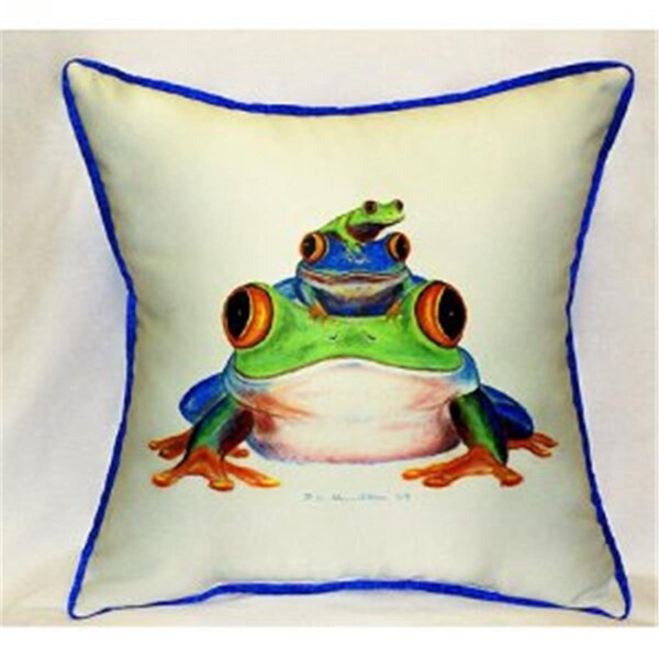Betsy Drake Stacked Frogs Throw Pillow- 22 x 22 in. - ZP456