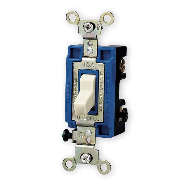 Hubbell Wall Swtch, 1-Pol, 120/277V, 15A, Ivry, Toggl - CS115I
