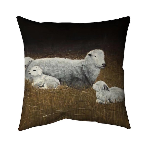 Fondo 20 x 20 in. Sheep & Lambs-Double Sided Print Indoor Pillow - FO2775547