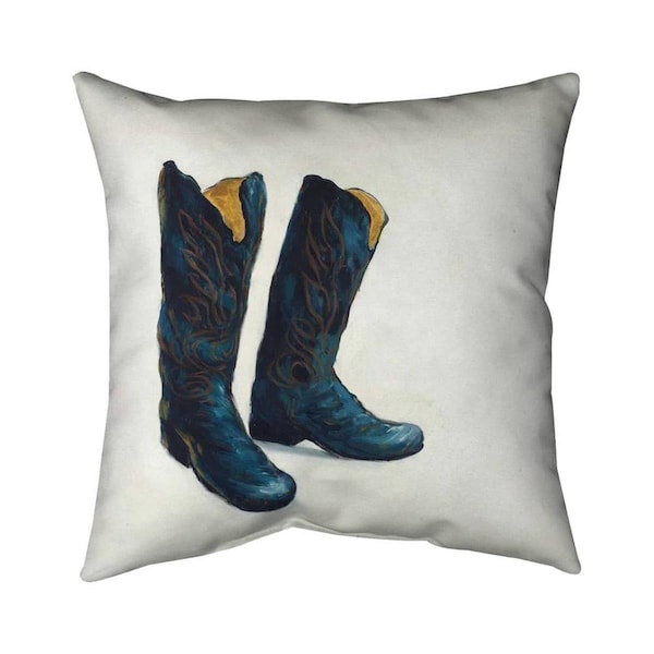 Begin Home Decor 26 x 26 in. Leather Cowboy Boots-Double Sided Print Indoor Pillow - 5541-2626-FA8
