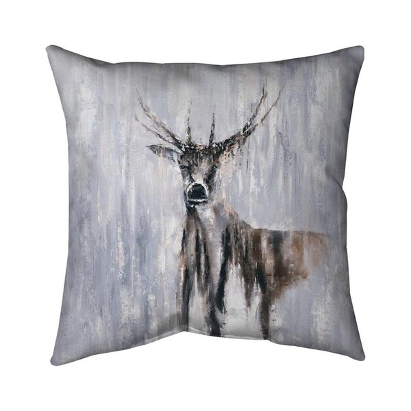 Begin Home Decor 20 x 20 in. Winter Abstract Deer-Double Sided Print Indoor Pillow - 5541-2020-AN93
