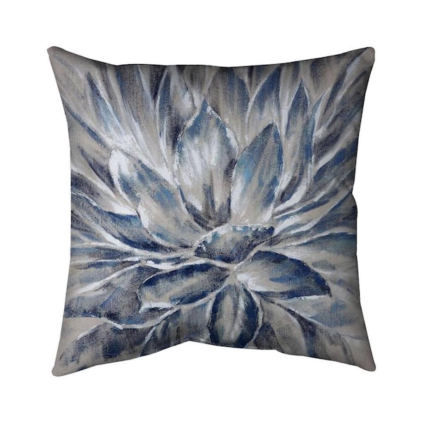 Begin Home Decor 20 x 20 in. Blue & Grey Flower-Double Sided Print Indoor Pillow - 5541-2020-FL95