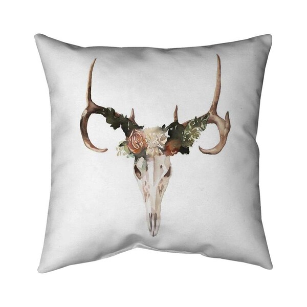 Begin Home Decor 20 x 20 in. Deer Skull with Roses-Double Sided Print Indoor Pillow - 5541-2020-AN405