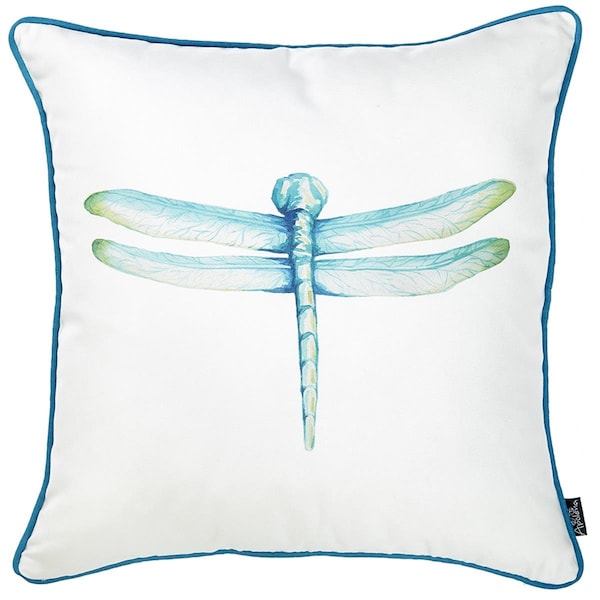 Homeroots Watercolor Dragonfly Printed Decorative Throw Pillow Cover, Multi Color - 18 x 18 in. - 355581