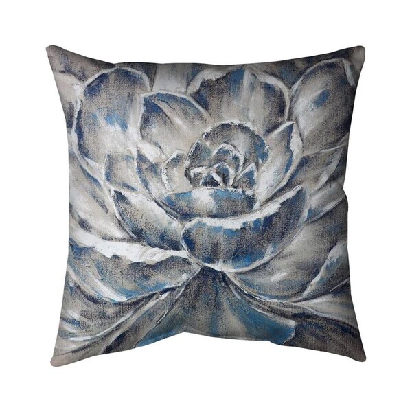 Fondo 26 x 26 in. Grey & Blue Flower-Double Sided Print Indoor Pillow - FO2772762