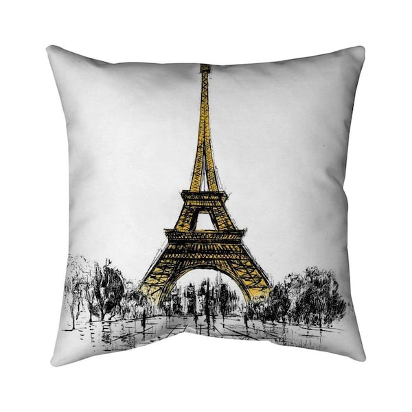 Fondo 20 x 20 in. Outline of Eiffel Tour-Double Sided Print Indoor Pillow - FO2796885