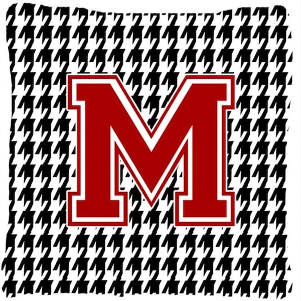 Carolines Treasures Carolines Treasures CJ1021-MPW1414 Monogram - Initial M Houndstooth Decorative Fabric Pillow - 14 x 14 in. - CJ1021-MPW1414