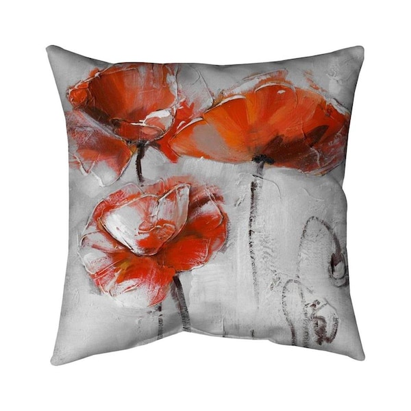 Fondo 26 x 26 in. Red Flowers-Double Sided Print Indoor Pillow - FO2775693
