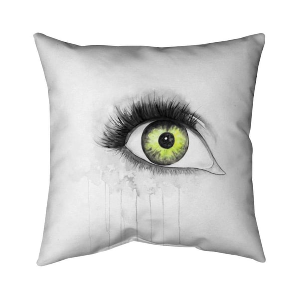 Begin Home Decor 26 x 26 in. Green Eye In Watercolor-Double Sided Print Indoor Pillow - 5541-2626-FI54